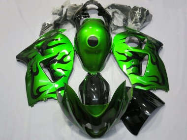Purchase 1996-2007 Green Black Flame Suzuki GSXR 1300 Motorcycle Fairing UK