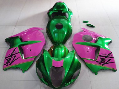 Purchase 1996-2007 Glossy Green and Pink Suzuki GSXR 1300 Motorcycle Fairings UK