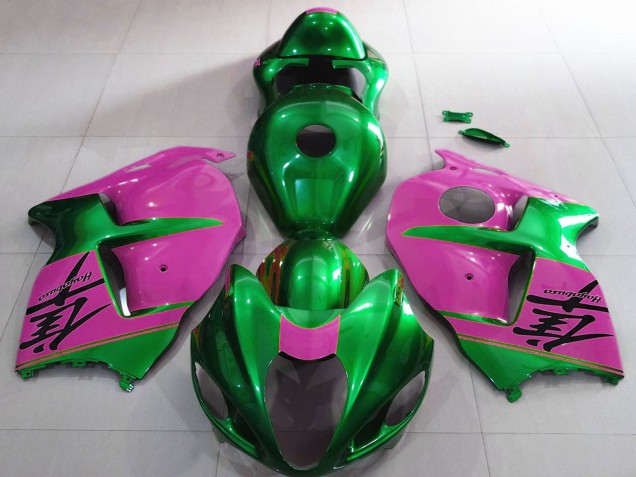 Purchase 1996-2007 Glossy Green and Pink Suzuki GSXR 1300 Motorcycle Fairings UK
