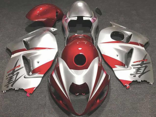 Purchase 1996-2007 Glossy Red and Silver Suzuki GSXR 1300 Motorcycle Fairings UK