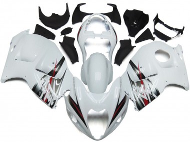 Purchase 1996-2007 Glossy White and Silver Style Suzuki GSXR 1300 Motorcycle Fairings UK