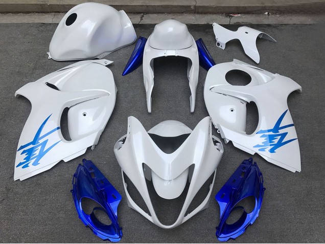 Purchase 2008-2020 Glossy White Blue Suzuki GSXR 1300 Motorcycle Fairings UK
