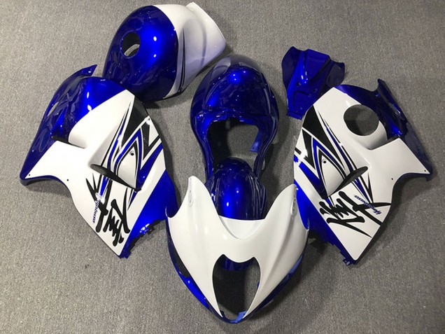 Purchase 1996-2007 Glossy White Deep Blue Suzuki GSXR 1300 Motorcycle Fairings UK