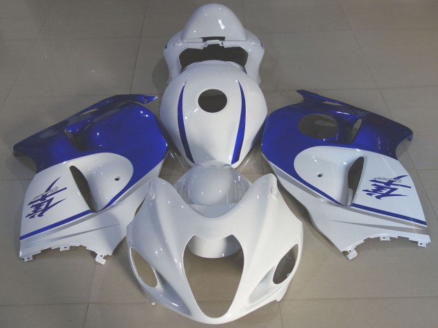 Purchase 1996-2007 Glossy White Blue Suzuki GSXR 1300 Motorcycle Fairings UK