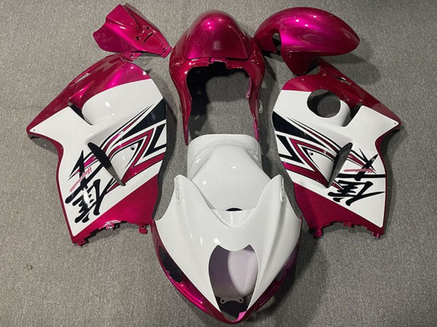 Purchase 1996-2007 Glossy White Pink Suzuki GSXR 1300 Motorcycle Fairings UK