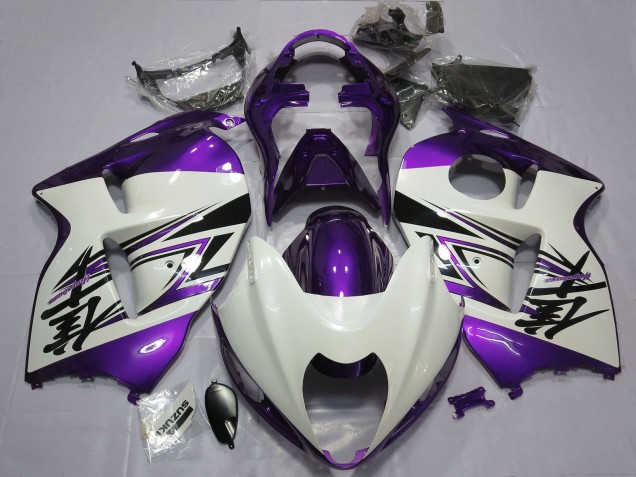 Purchase 1996-2007 Glossy White Purple Suzuki GSXR 1300 Motorcycle Fairings UK