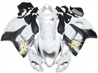 Purchase 2008-2020 Glossy White with Silver Style Suzuki GSXR 1300 Motorcycle Fairings UK