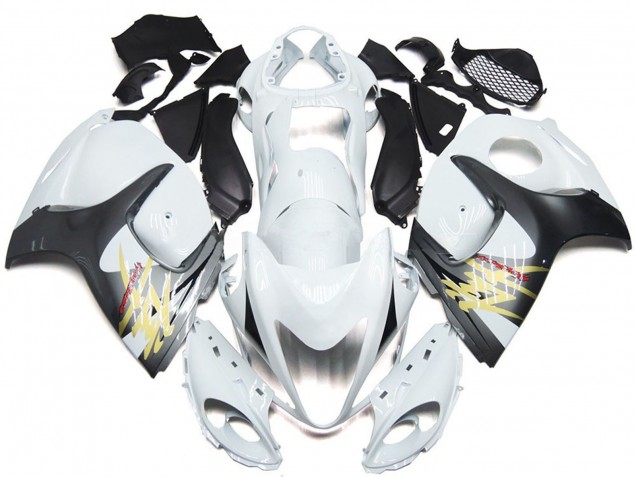 Purchase 2008-2020 Glossy White with Silver Style Suzuki GSXR 1300 Motorcycle Fairings UK