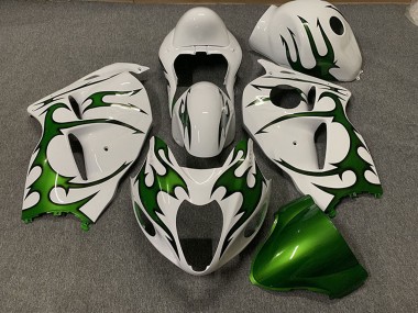 Purchase 1996-2007 White Green Flame Suzuki GSXR 1300 Motorcycle Fairings UK
