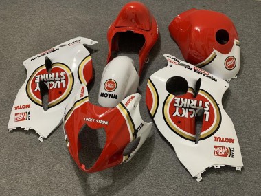 Purchase 1996-2007 White Red Lucky Strike Suzuki GSXR 1300 Motorcycle Fairings UK