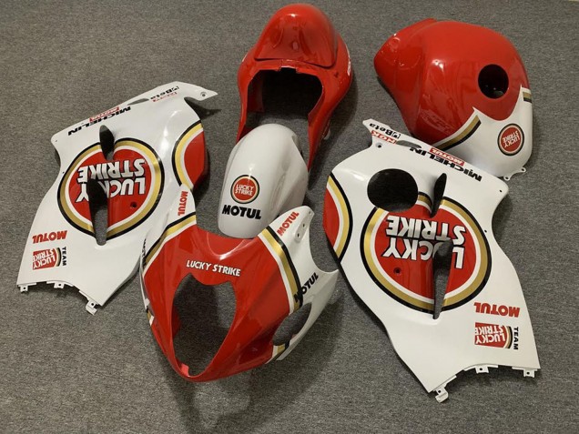 Purchase 1996-2007 White Red Lucky Strike Suzuki GSXR 1300 Motorcycle Fairings UK