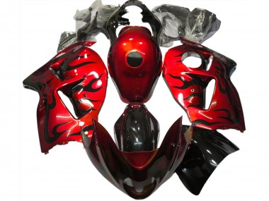 Purchase 1996-2007 Red Black Flame Suzuki GSXR 1300 Motorcycle Fairings UK