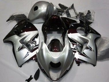 Purchase 1996-2007 Silver Dark Red Suzuki GSXR 1300 Motorcycle Fairings UK