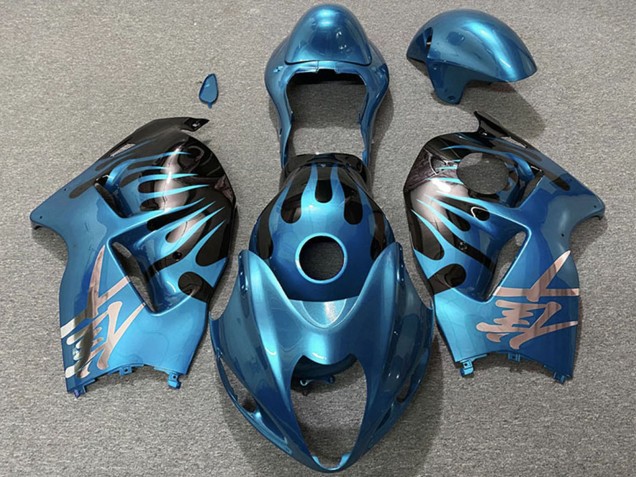 Purchase 1996-2007 Sky Blue and Black Suzuki GSXR 1300 Motorcycle Fairings UK
