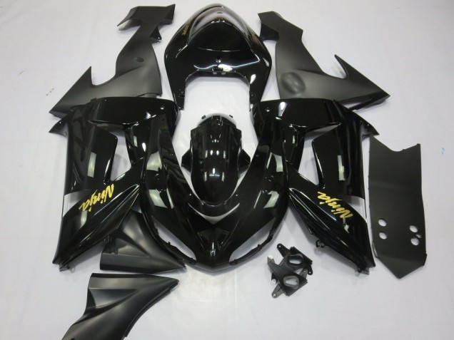 Purchase 2006-2007 Glossy Black Matte Black and Gold Kawasaki ZX10R Motorcycle Fairings UK