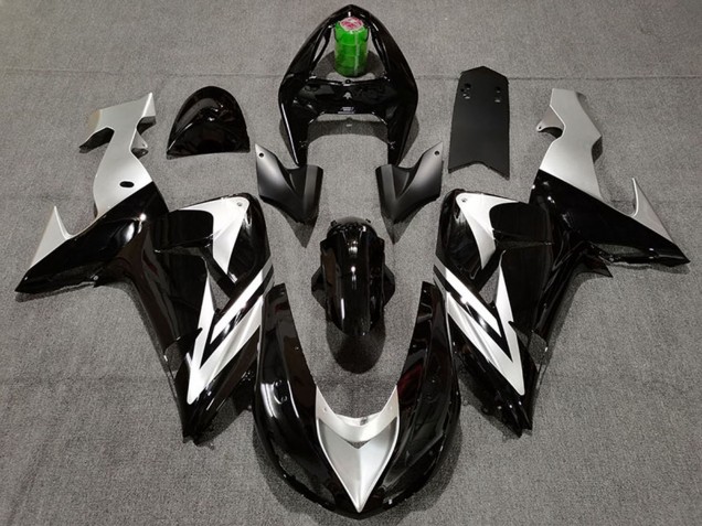 Purchase 2006-2007 Glossy Black Silver Kawasaki ZX10R Motorcycle Fairings UK