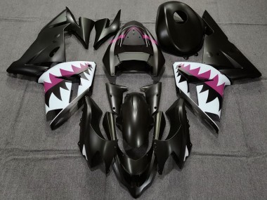 Purchase 2004-2005 Matte Black and Pink Shark Kawasaki ZX10R Motorcycle Fairings UK