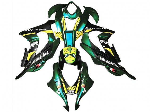Purchase 2016-2020 Forest Green Yellow Shark 46 Kawasaki ZX10R Motorcycle Fairings UK