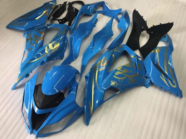 Purchase 2016-2020 Blue Gold Kawasaki ZX10R Motorcycle Fairings UK