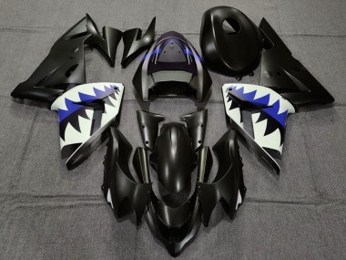 Purchase 2004-2005 Matte Black and Dark Blue Shark Kawasaki ZX10R Motorcycle Fairings UK