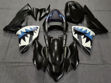 Purchase 2004-2005 Matte Black and Light Blue Shark Kawasaki ZX10R Motorcycle Fairings UK