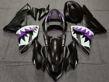 Purchase 2004-2005 Matte Black and Purple Shark Kawasaki ZX10R Motorcycle Fairings UK