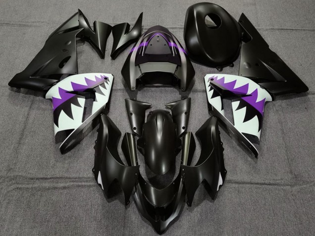 Purchase 2004-2005 Matte Black and Purple Shark Kawasaki ZX10R Motorcycle Fairings UK