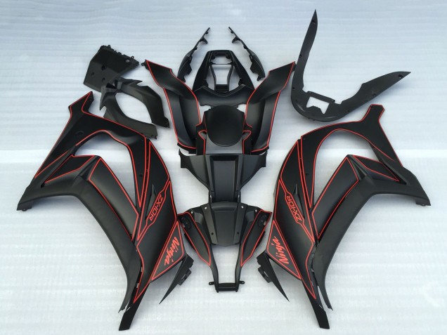 Purchase 2011-2015 Matte Black Red Kawasaki ZX10R Motorcycle Fairings UK