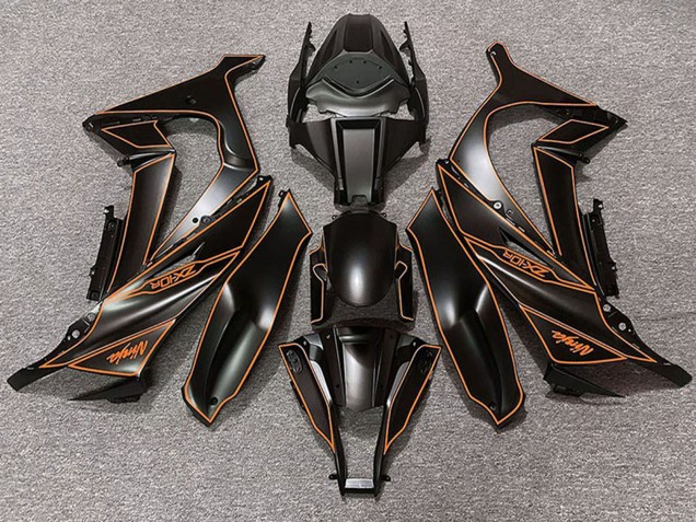 Purchase 2011-2015 Matte Black Orange Lining Kawasaki ZX10R Motorcycle Fairings UK