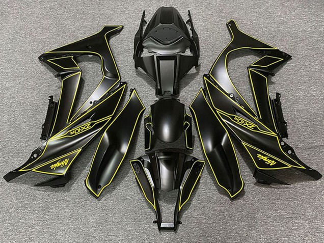 Purchase 2011-2015 Matte Black Yellow Lining Kawasaki ZX10R Motorcycle Fairings UK