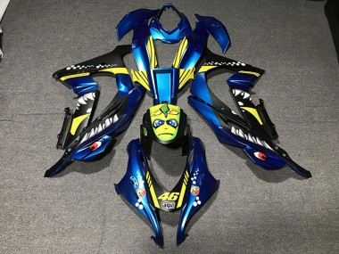 Purchase 2016-2020 Metallic Blue Yellow Shark 46 Kawasaki ZX10R Motorcycle Fairings UK