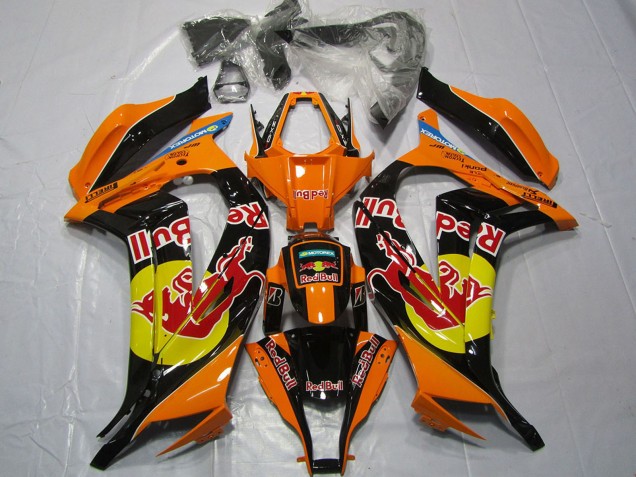 Purchase 2011-2015 Orange Yellow Glossy Black Red bull Kawasaki ZX10R Motorcycle Fairings UK