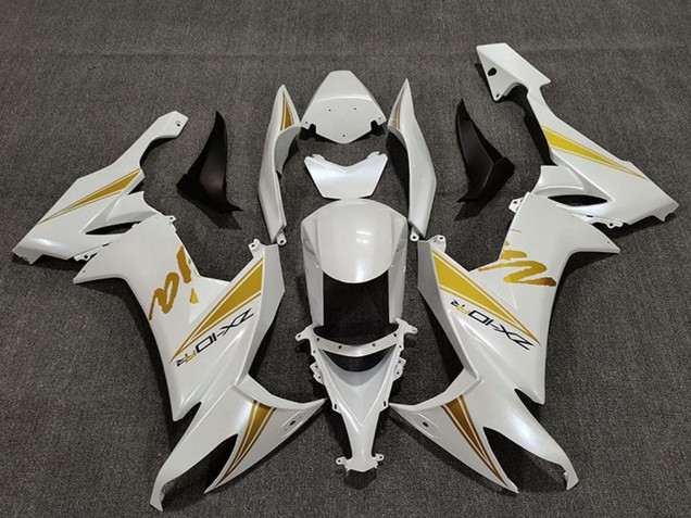 Purchase 2008-2010 Pearl White Gold Kawasaki ZX10R Motorcycle Fairings UK
