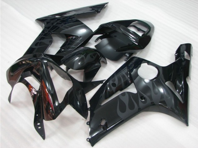 Purchase 2003-2004 Glossy Black Grey Flame Kawasaki ZX6R Motorcycle Fairings UK