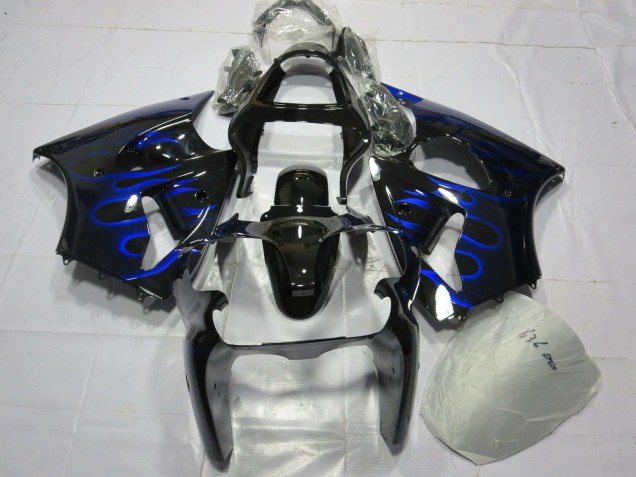 Purchase 2000-2002 Glossy Black Blue Flame Kawasaki ZX6R Motorcycle Fairing UK