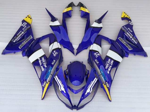 Purchase 2013-2018 Blue White Yellow Trick Star Bridgestone Kawasaki ZX6R Motorcycle Fairings UK