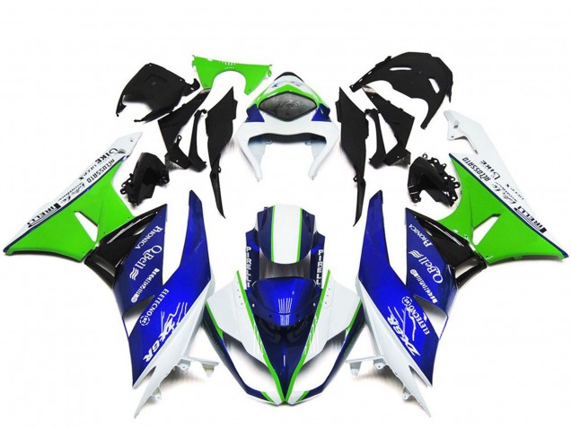 Purchase 2009-2012 White Green Blue Black Kawasaki ZX6R Motorcycle Fairings UK