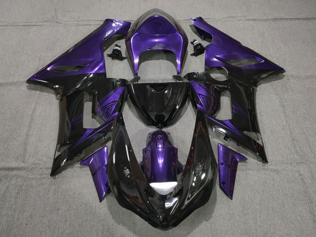 Purchase 2005-2006 Purple Glossy Black Kawasaki ZX6R Motorcycle Fairings UK