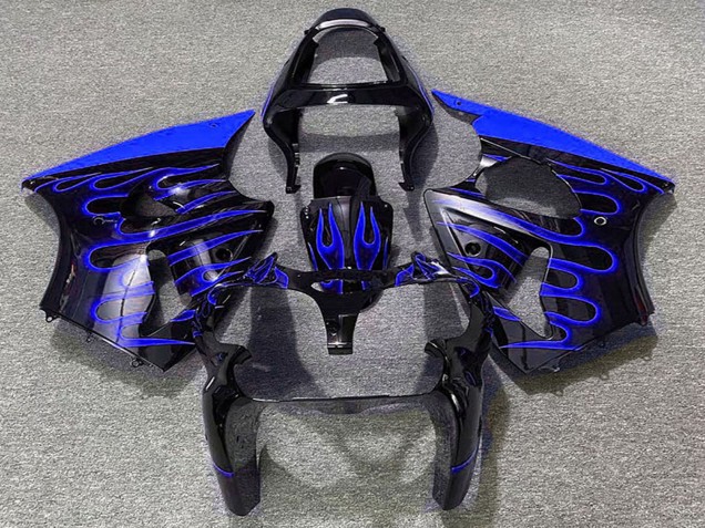 Purchase 2000-2002 Glossy Black Blue Flame Kawasaki ZX6R Motorcycle Fairings UK