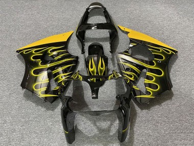 Purchase 2000-2002 Glossy Black Yellow Flame Kawasaki ZX6R Motorcycle Fairings UK
