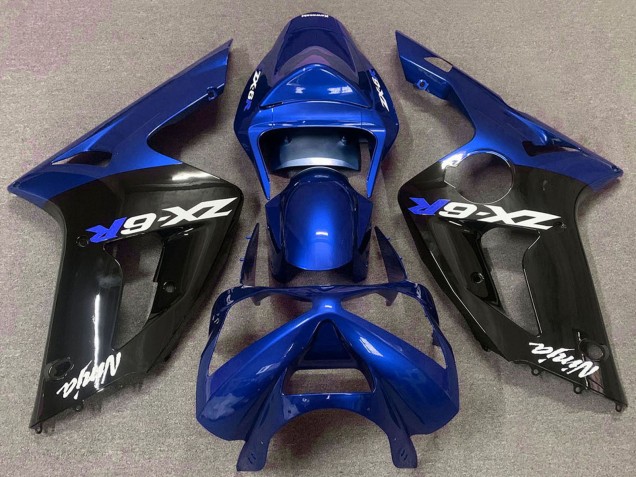 Purchase 2003-2004 Blue Glossy Black Kawasaki ZX6R Motorcycle Fairings UK