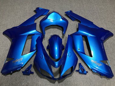 Purchase 2007-2008 Glossy Blue Chrome Logo Kawasaki ZX6R Motorcycle Fairings UK