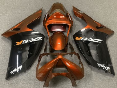 Purchase 2003-2004 Orange Glossy Black Kawasaki ZX6R Motorcycle Fairings UK