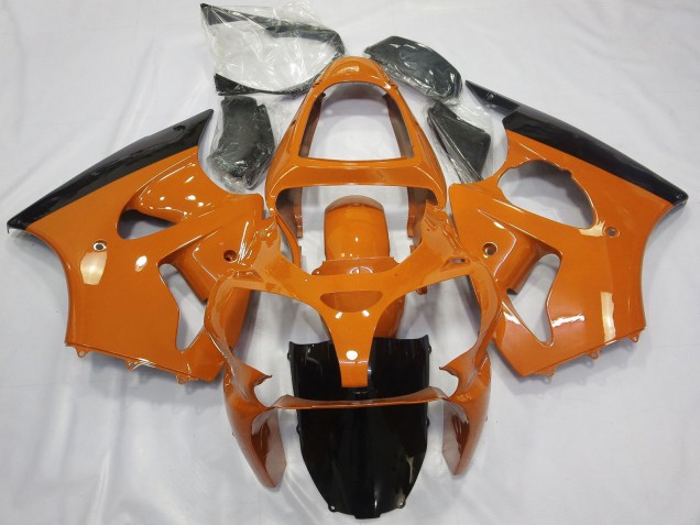 Purchase 2000-2002 Orange Glossy Black Kawasaki ZX6R Motorcycle Fairings UK