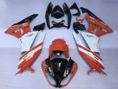Purchase 2009-2012 Orange White Glossy Black Elf Touch4 Bridgestone Kawasaki ZX6R Motorcycle Fairings UK