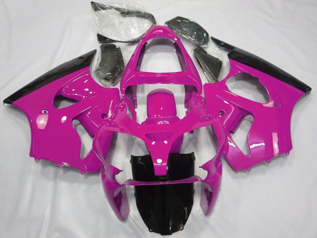 Purchase 2000-2002 Pink Glossy Black Kawasaki ZX6R Motorcycle Fairings UK