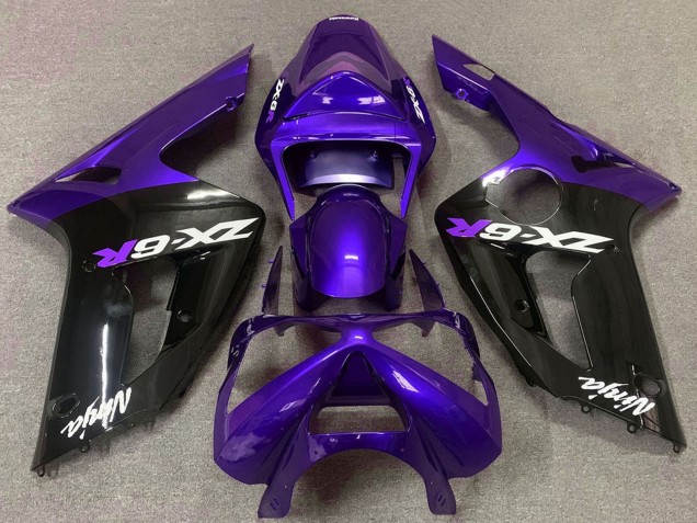Purchase 2003-2004 Purple Glossy Black Kawasaki ZX6R Motorcycle Fairings UK