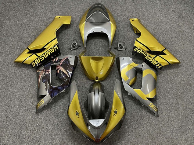 Purchase 2005-2006 Gold Silver Kawasaki ZX6R Motorcycle Fairings UK