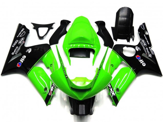 Purchase 2003-2004 Green Glossy Black Elf Silkolene Kawasaki ZX6R Motorcycle Fairings UK