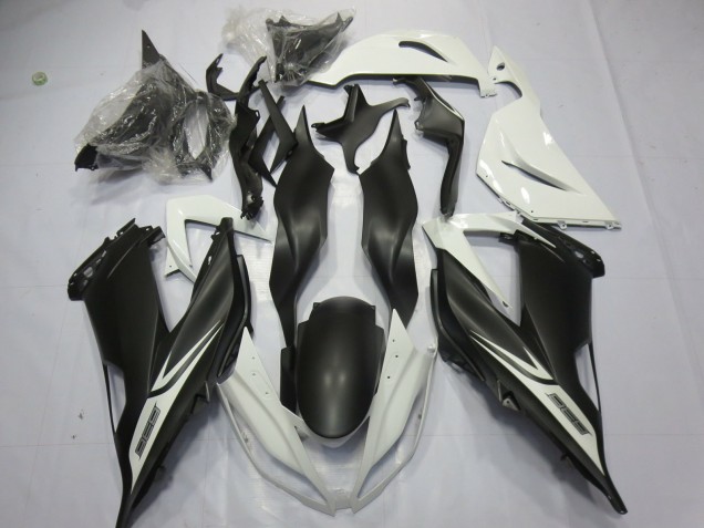 Purchase 2013-2018 White Matte Black Kawasaki ZX6R Motorcycle Fairings UK